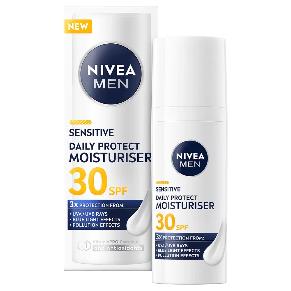 Nivea Men Sensitive Daily Protect Moisturiser SPF 30, 50 ml från Nivea – köp hos Apotek Hjärtat