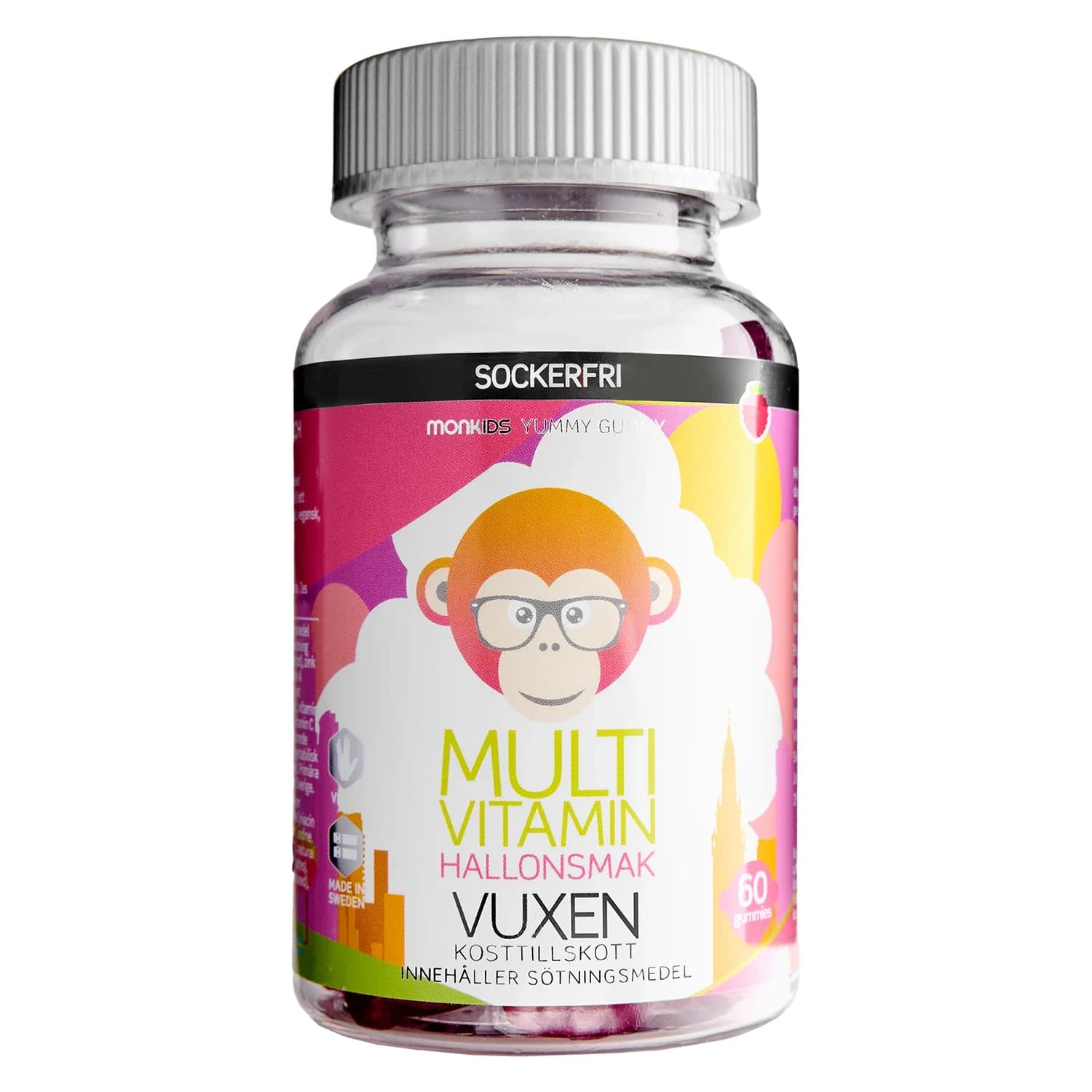 Monkids Multivitamin Sockerfri Vuxen Hallon 60 st från Monkids – köp hos Apotek Hjärtat