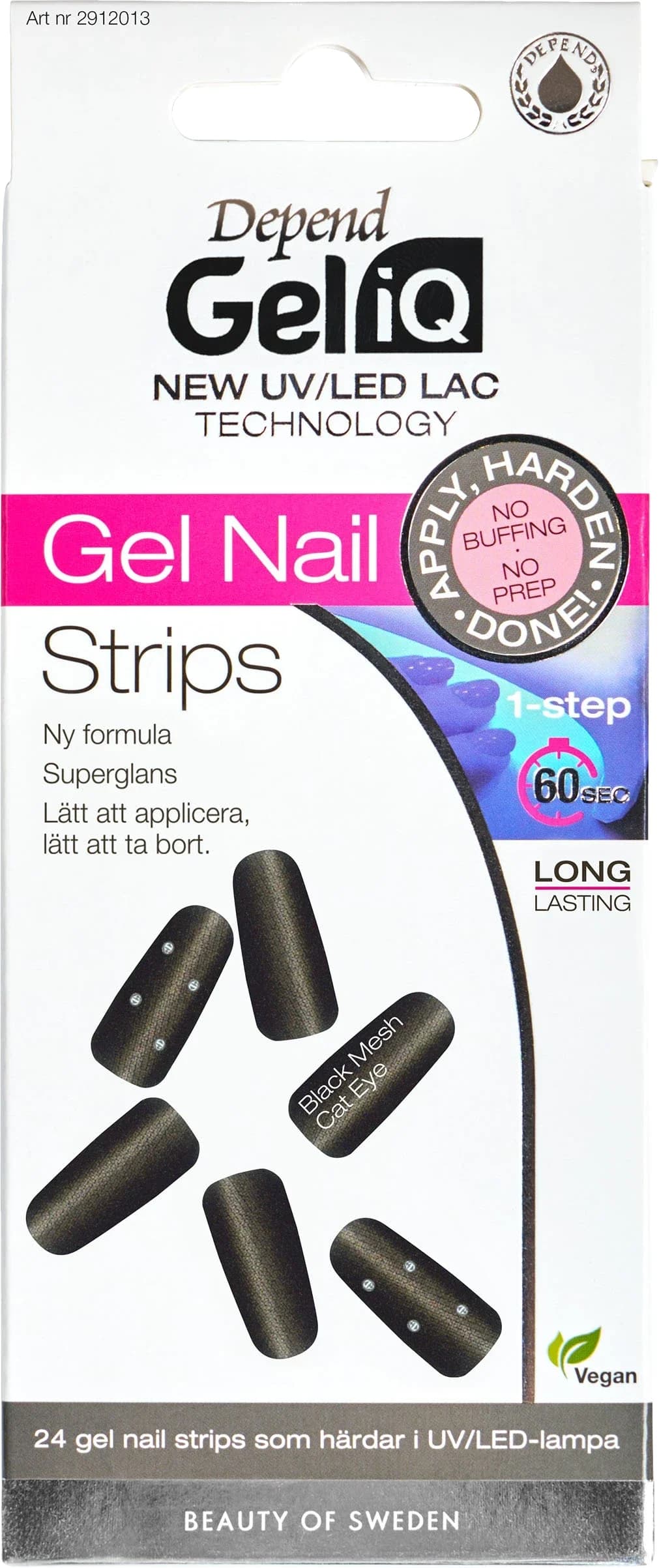 Depend Gel iQ Gel Nail Strips 24 st Black Mesh Cat Eye från Depend – köp hos Apotek Hjärtat