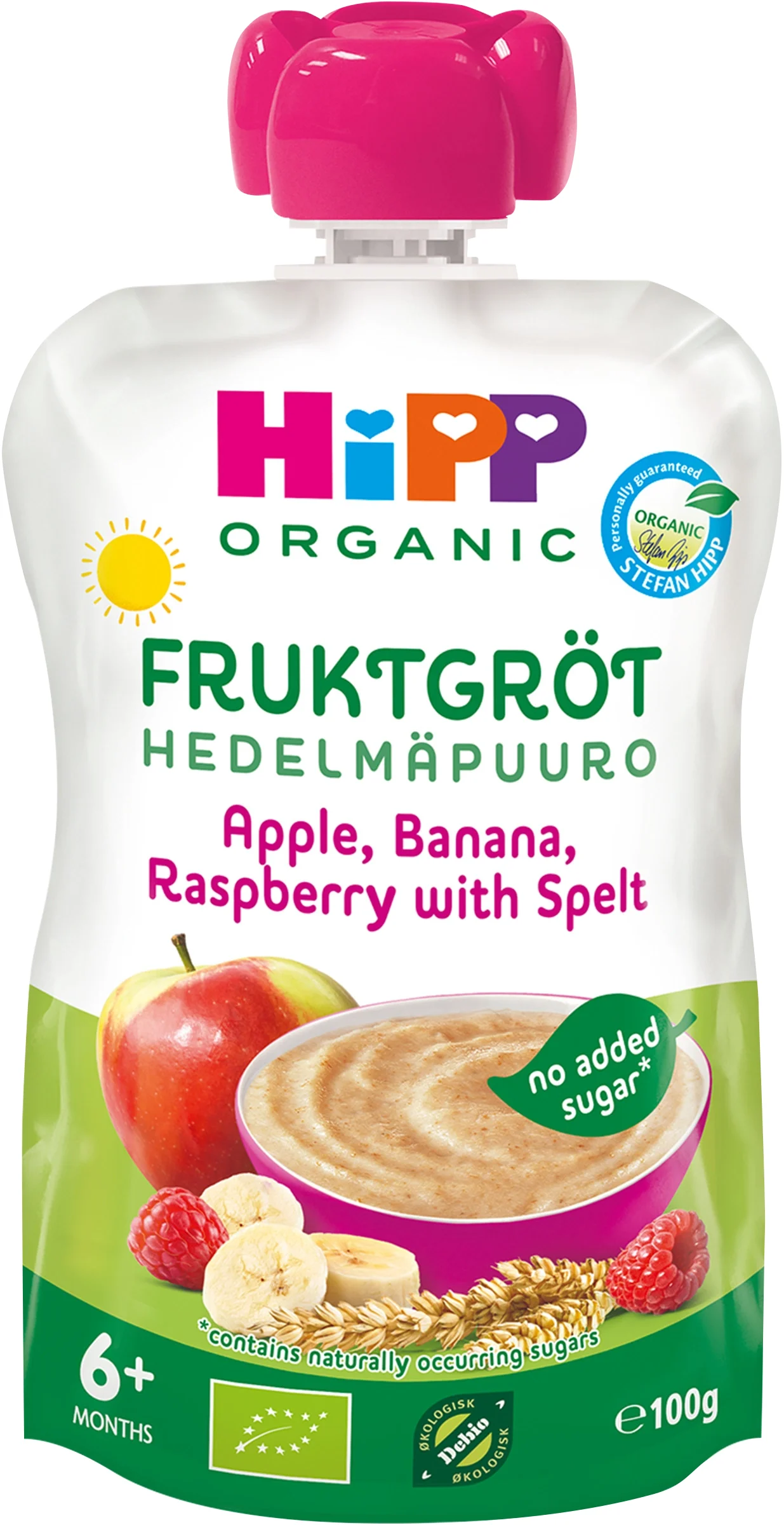 HiPP Fruktgröt Apple, banana, rasberry with spelt 6 mån 100 g från HiPP – köp hos Apotek Hjärtat