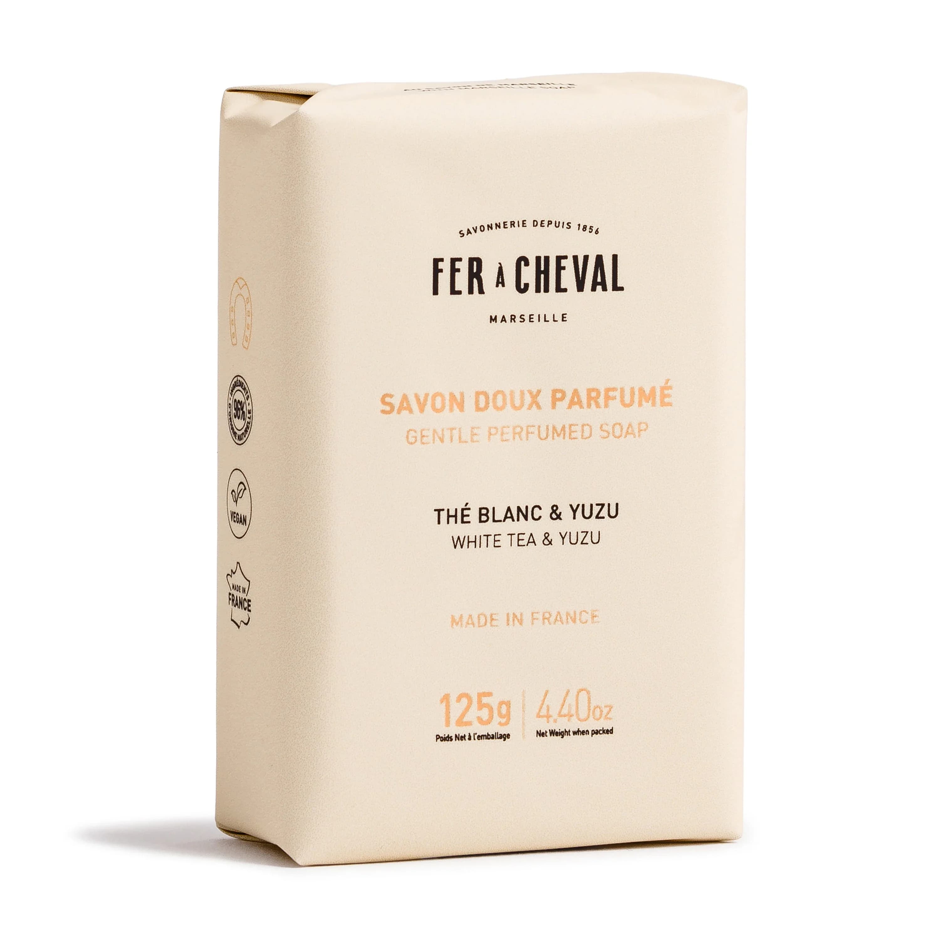 Fer à Cheval Fast Tvål White Tea & Yuzu 125 g från Fer a Cheval – köp hos Apotek Hjärtat