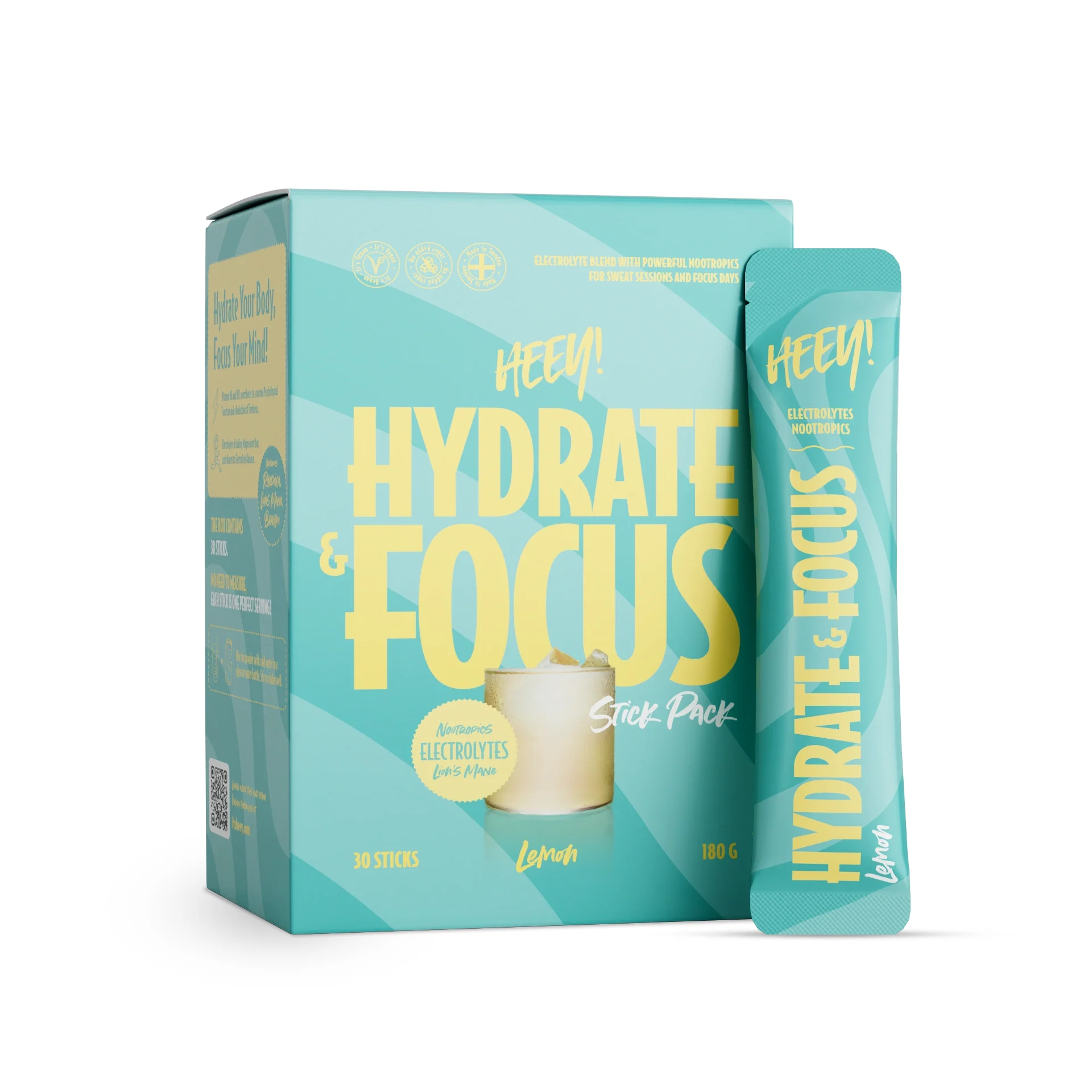 Heey! Hydrate & Focus Elektrolyter Citron 30 st från Heey! – köp hos Apotek Hjärtat