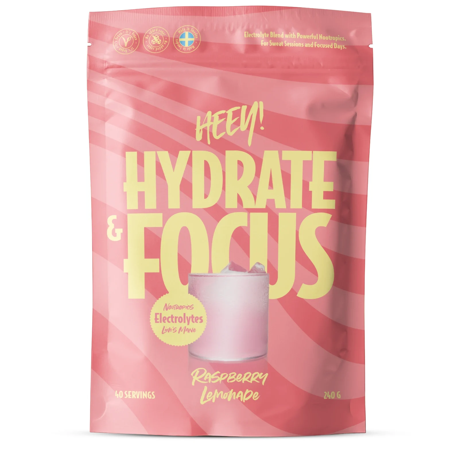 Heey! Hydrate & Focus Elektrolyter Hallonlemonad 240 g från Heey! – köp hos Apotek Hjärtat