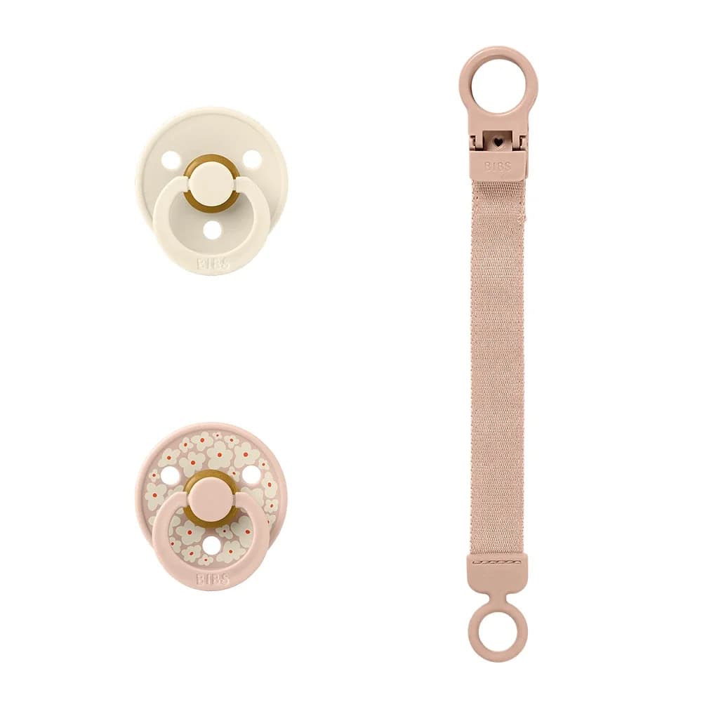 BIBS Colour Pacifier & Loop Clip Gift Set Latex Size 1 Blush från BIBS – köp hos Apotek Hjärtat