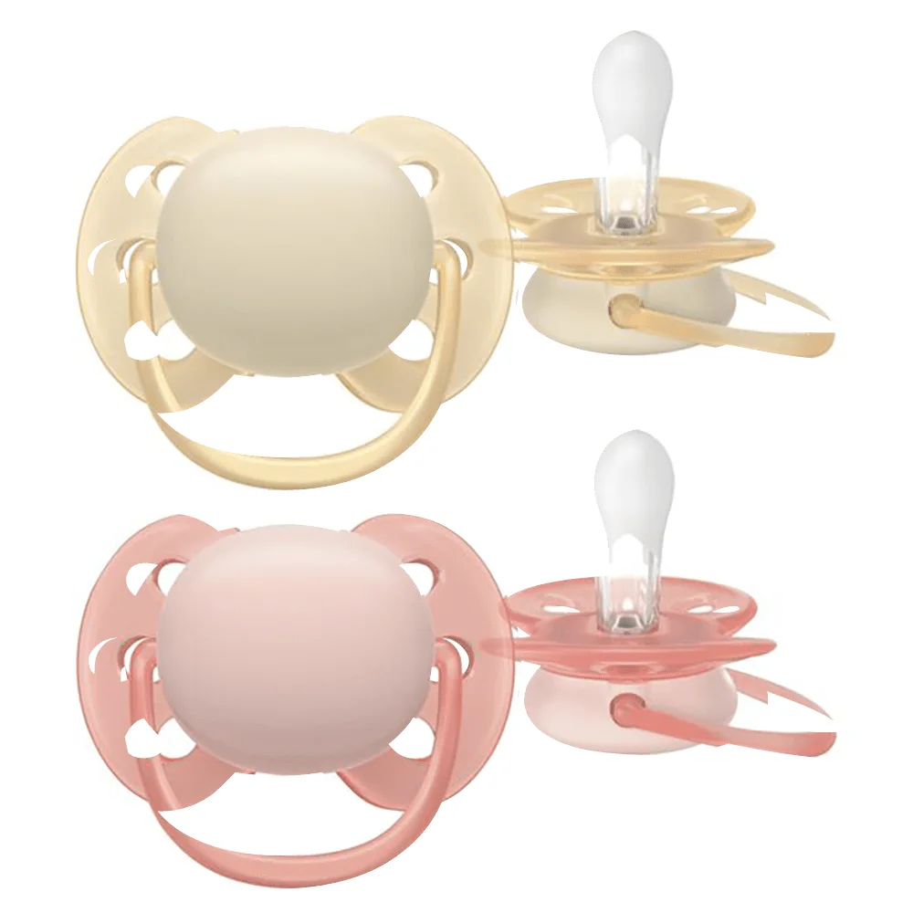 Philips Avent Ultra Soft Napp 0-6 mån 2-pack Gul/Rosa från Philips Avent - köp hos Apotek Hjärtat