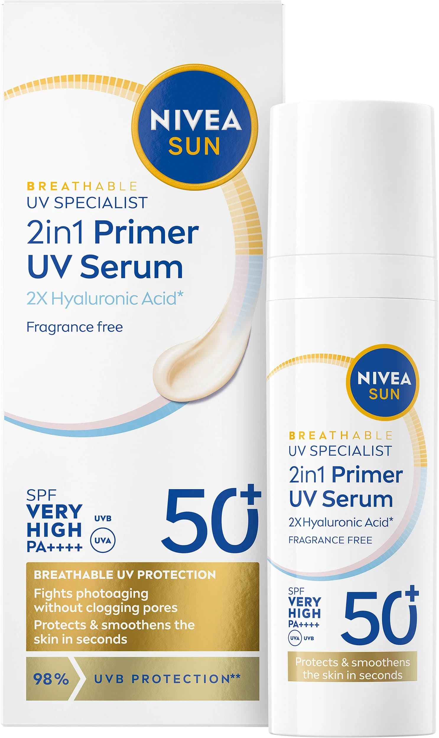 Nivea Sun UV Face 2in1 Daily UV Serum SPF 50+, 30 ml från Nivea – köp hos Apotek Hjärtat