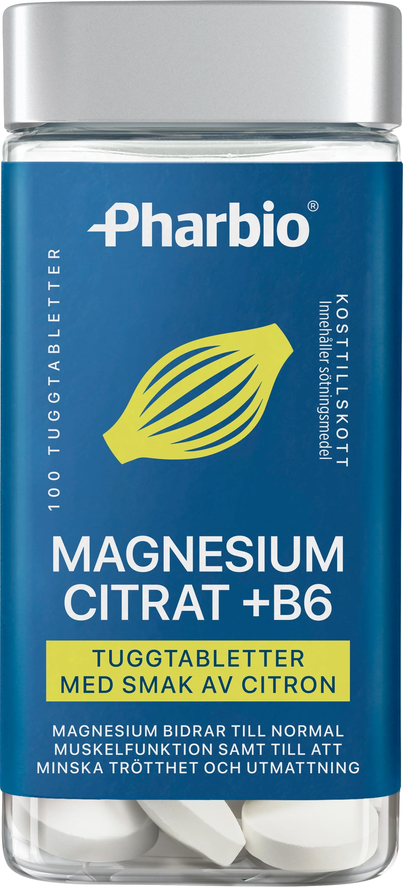 Pharbio Magnesiumcitrat + B6 Tuggtablett 100 st från Pharbio – köp hos Apotek Hjärtat