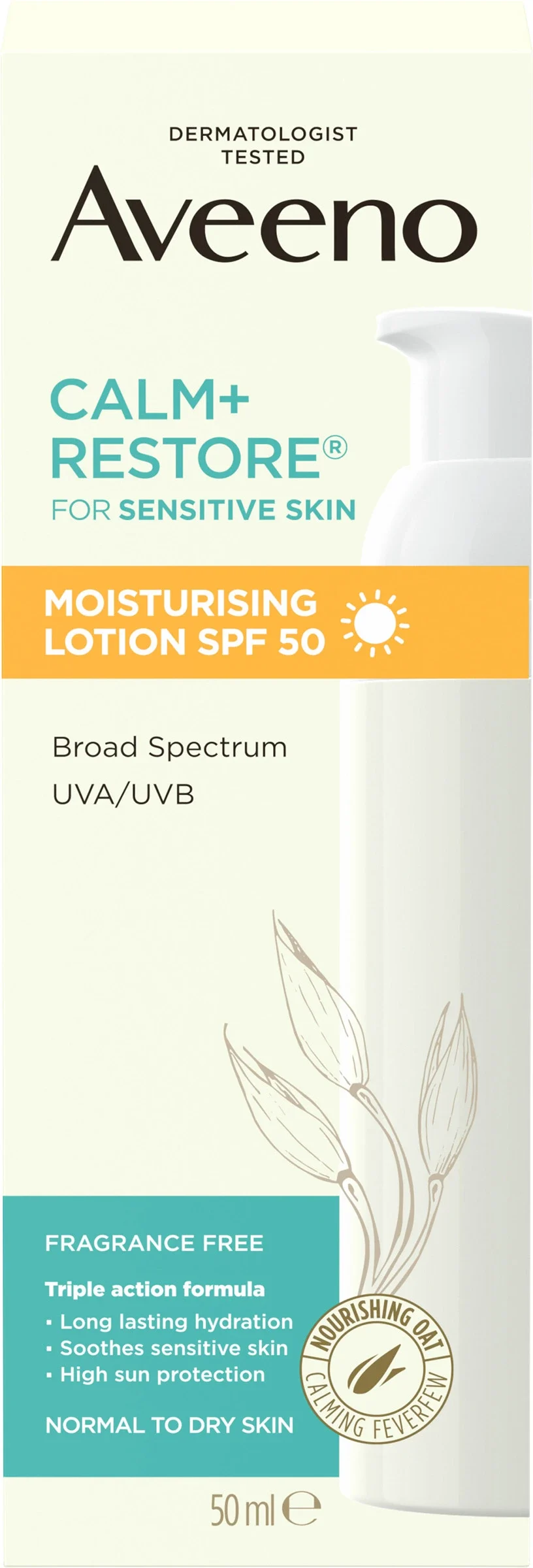 Aveeno CALM+RESTORE® Moisturising Lotion SPF50, 50 ml från Aveeno – köp hos Apotek Hjärtat
