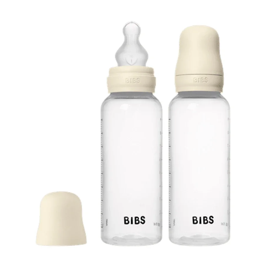 BIBS Baby Bottle Round Silicone Medium Flow Ivory 270 ml 2-pack från BIBS – köp hos Apotek Hjärtat