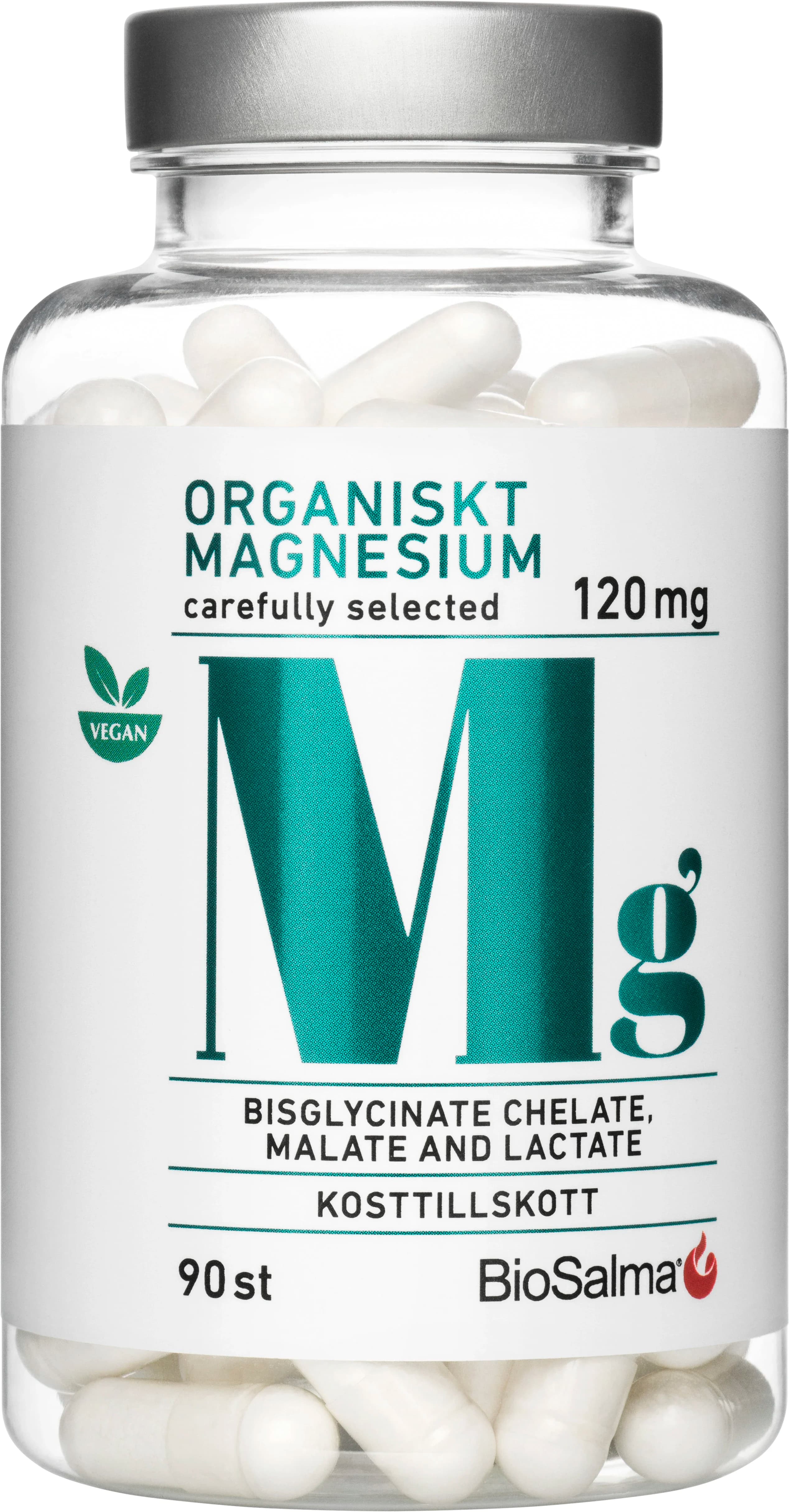 BioSalma Organiskt Magnesium 120 mg 90 kapslar från BioSalma – köp hos Apotek Hjärtat