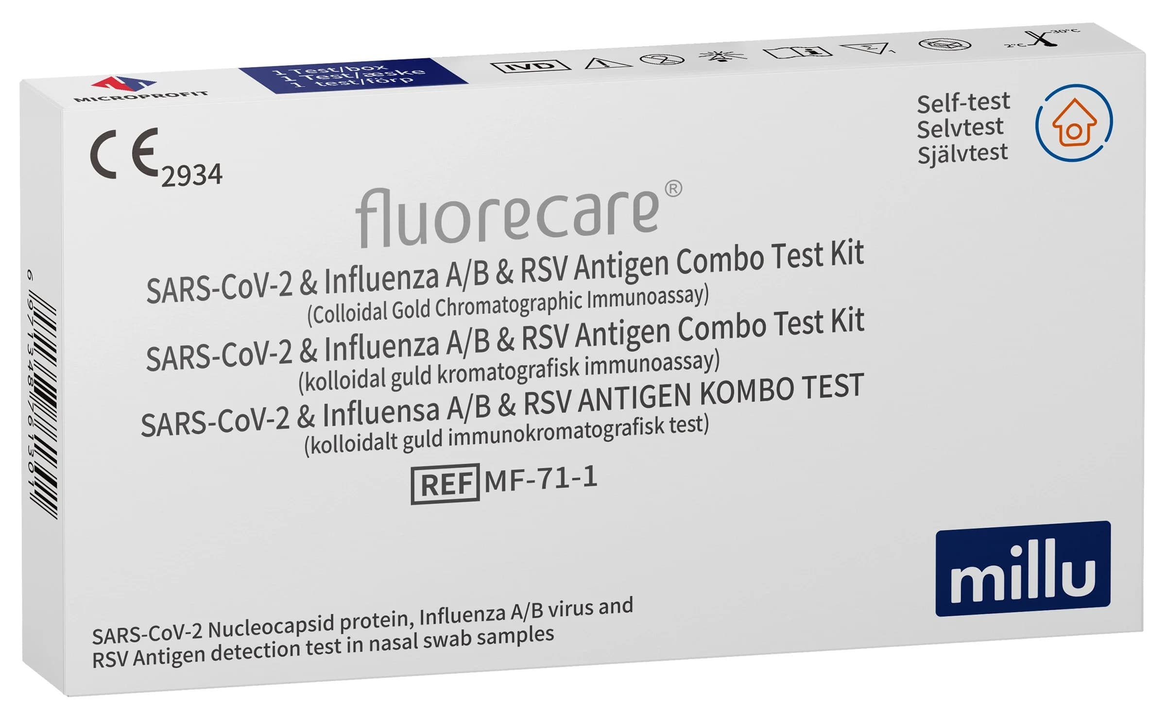 Millu Självtest 4-i-1 SARS-CoV-2, Influensa A/B & RSV 1 st från Millu – köp hos Apotek Hjärtat