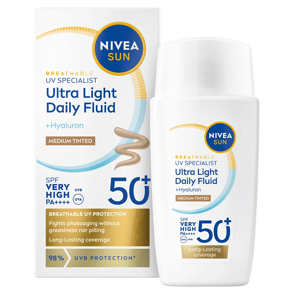 Nivea Sun UV Face Ultra Light Daily Fluid SPF 50+, 40 ml Medium från Nivea – köp hos Apotek Hjärtat