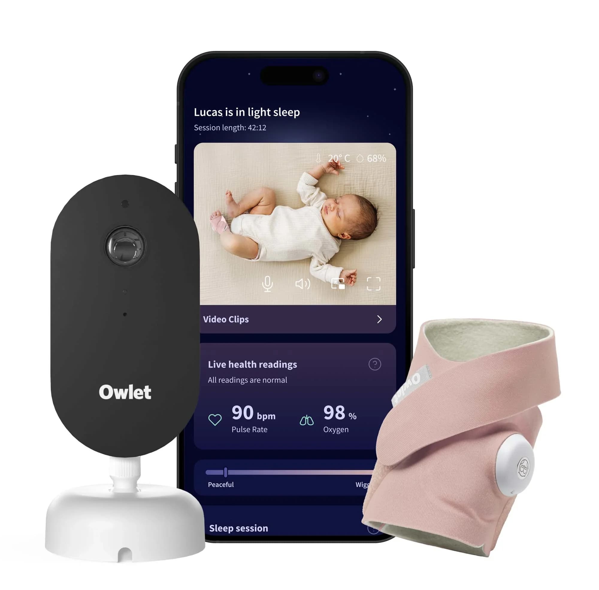 Owlet Dream Duo Sock & Camera Dusty Rose från Owlet – köp hos Apotek Hjärtat