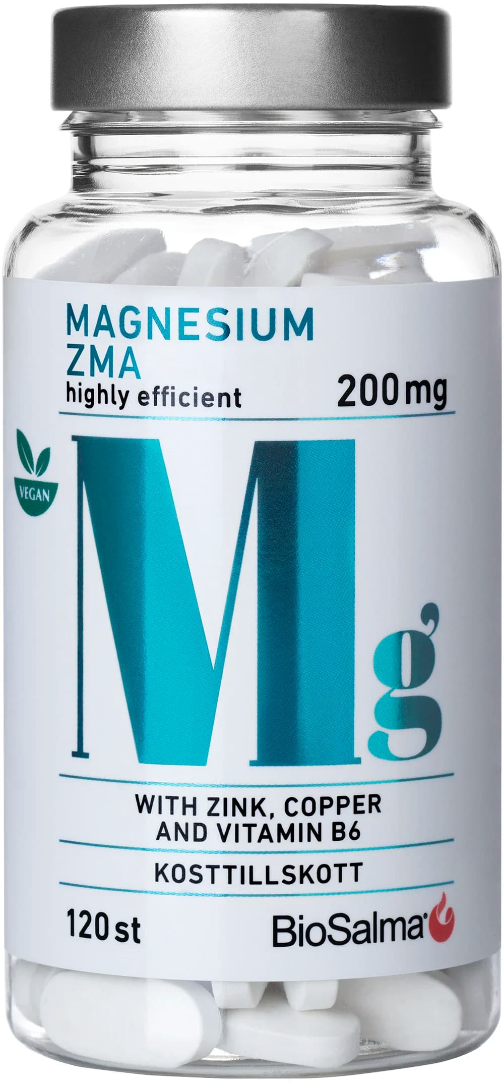 BioSalma Magnesium ZMA 200 mg 120 tabletter från BioSalma – köp hos Apotek Hjärtat