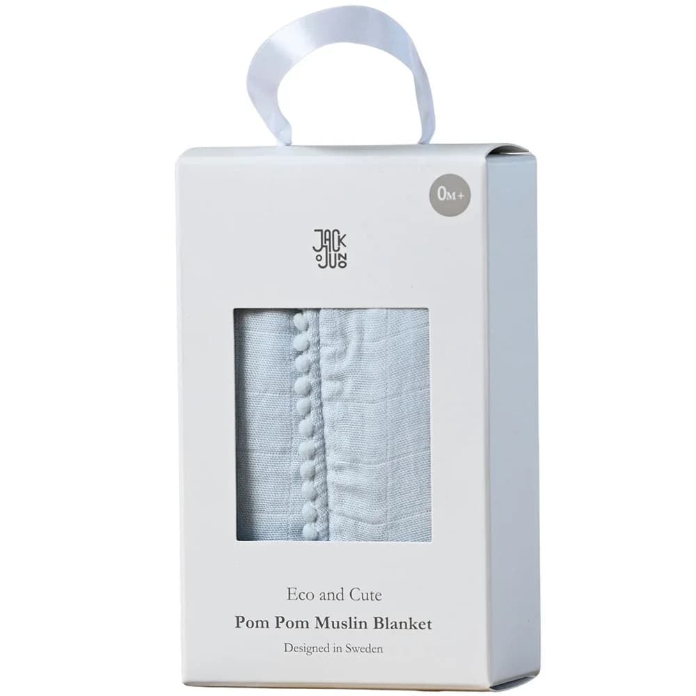 Jack o Juno Pom Pom Muslinfilt 1-pack Baby Blue från Jack o Juno – köp hos Apotek Hjärtat