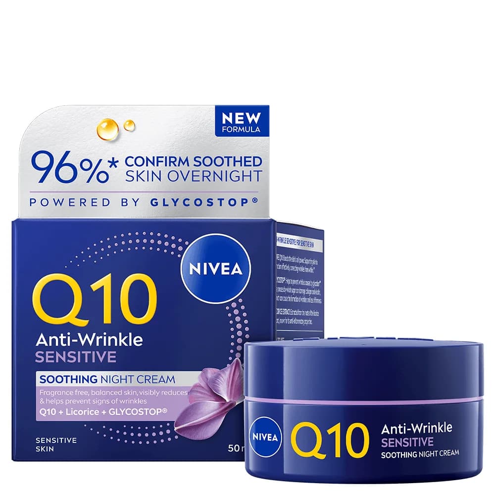 NIVEA Q10 Anti-Wrinkle Sensitive Soothing Night Cream 50 ml från Nivea - köp hos Apotek Hjärtat