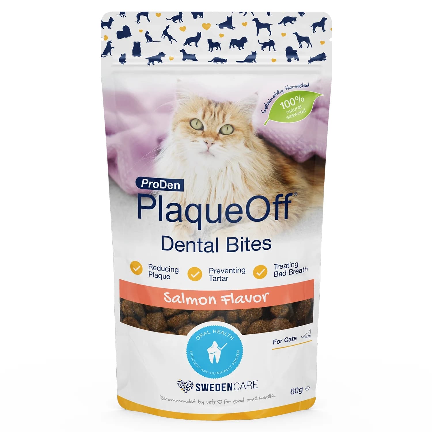 ProDen PlaqueOff® Dental Bites Katt Salmon 60 g från ProDen PlaqueOff – köp hos Apotek Hjärtat