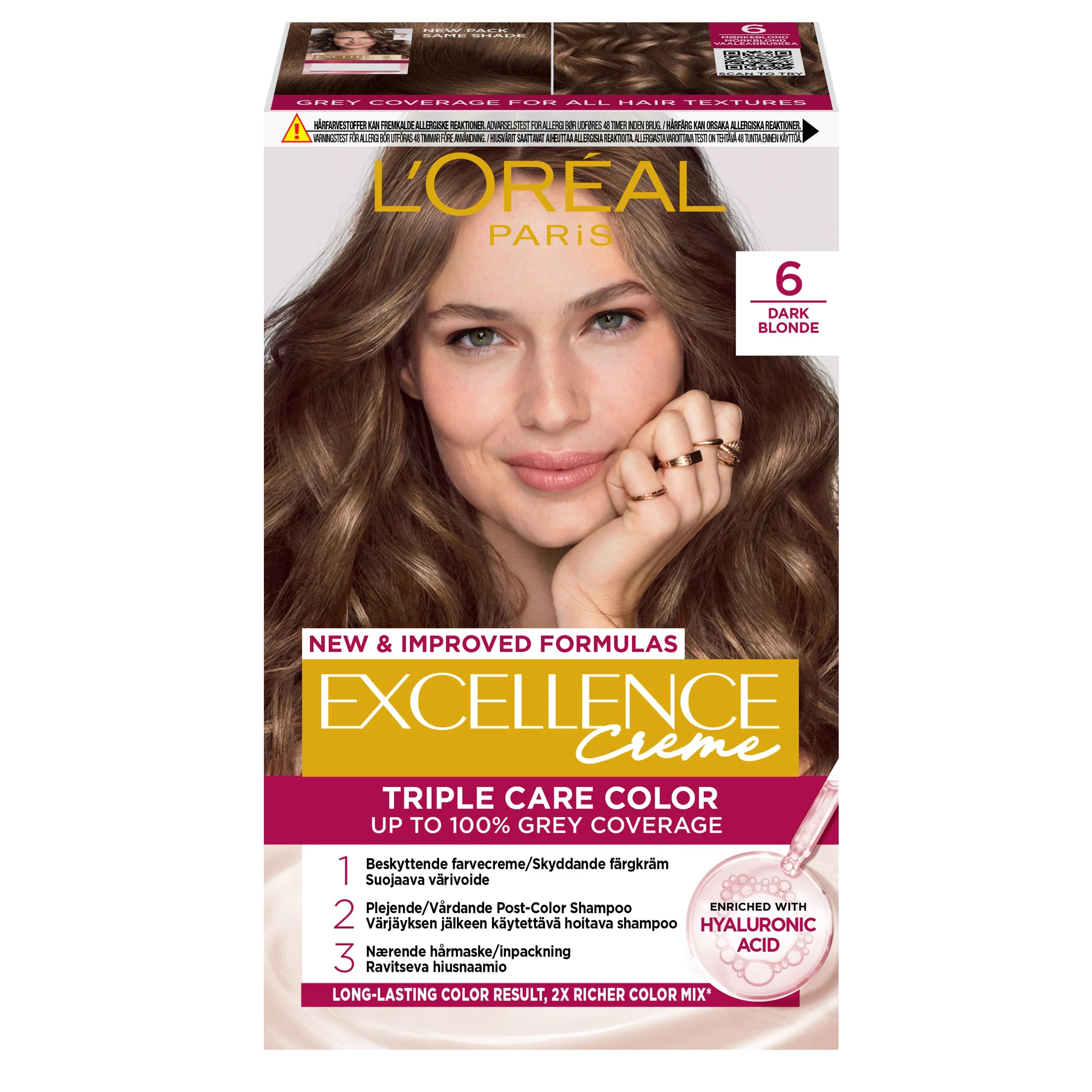 L'Oréal Paris Excellence Creme Permanent Hårfärg 1-pack 6 Dark Blonde från L'Oréal Paris - köp hos Apotek Hjärtat