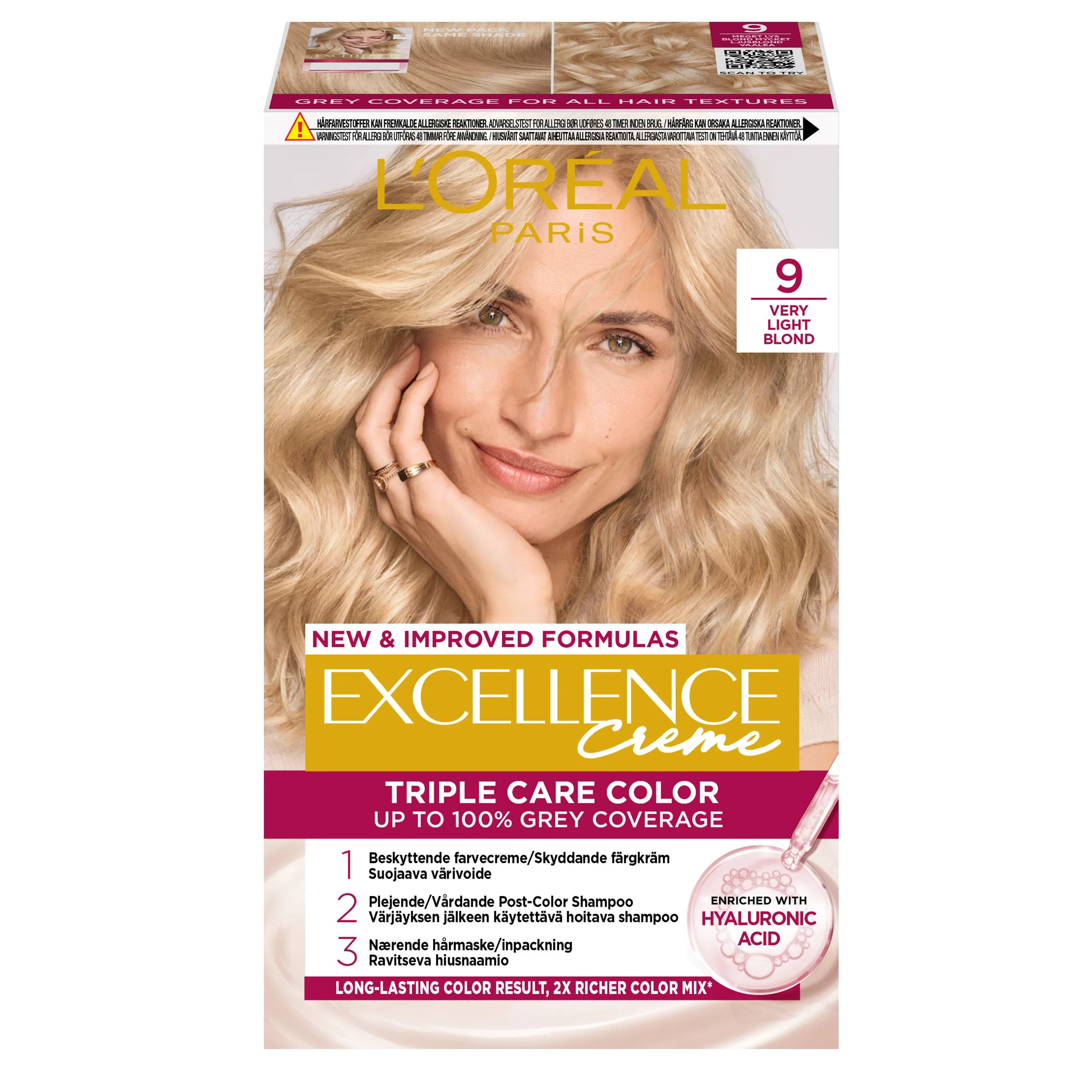 L'Oréal Paris Excellence Creme Permanent Hårfärg 1-pack 9 Very Light Blonde från L'Oréal Paris - köp hos Apotek Hjärtat