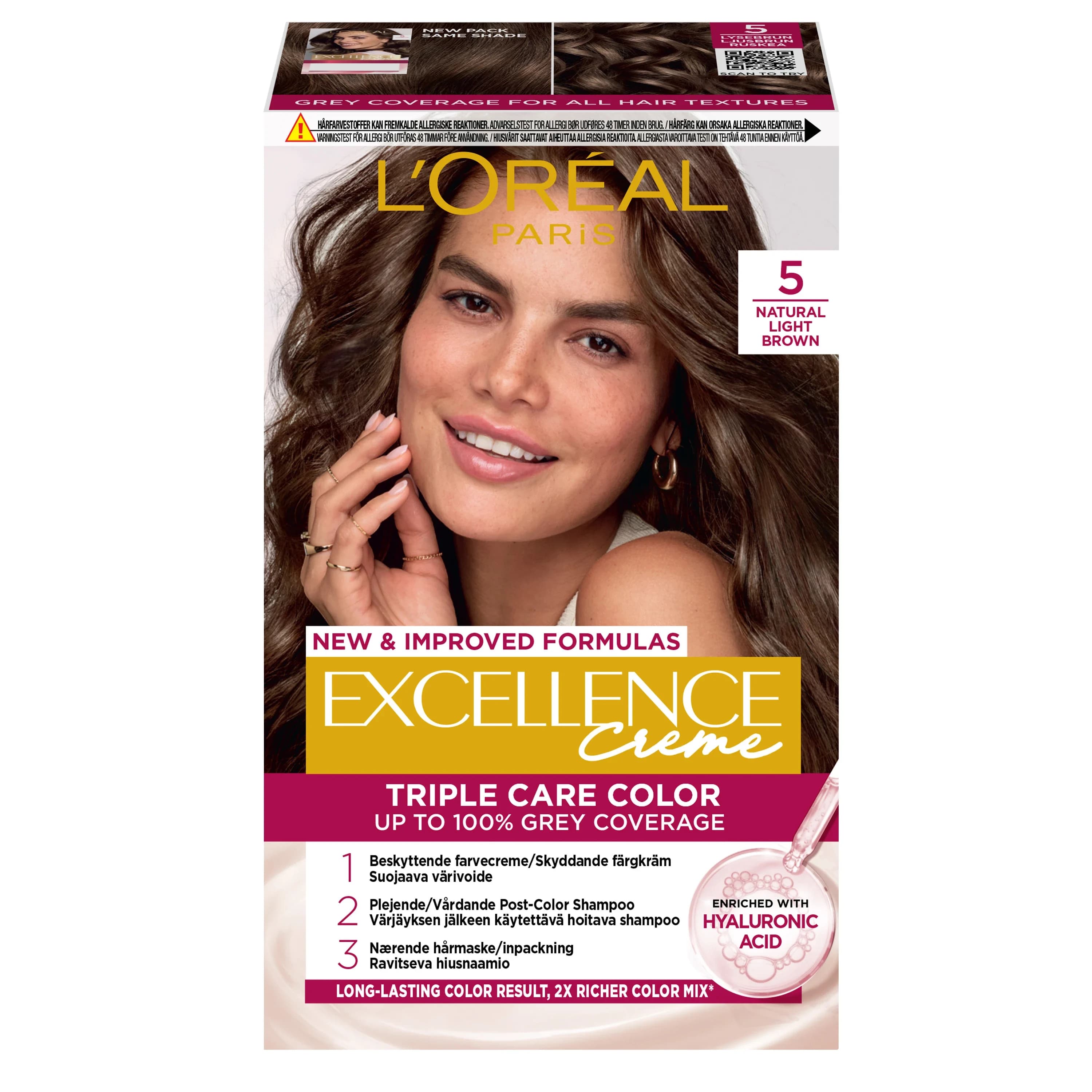 L'Oréal Paris Excellence Creme Permanent Hårfärg 1-pack 5 Natural Light Brown från L'Oréal Paris - köp hos Apotek Hjärtat