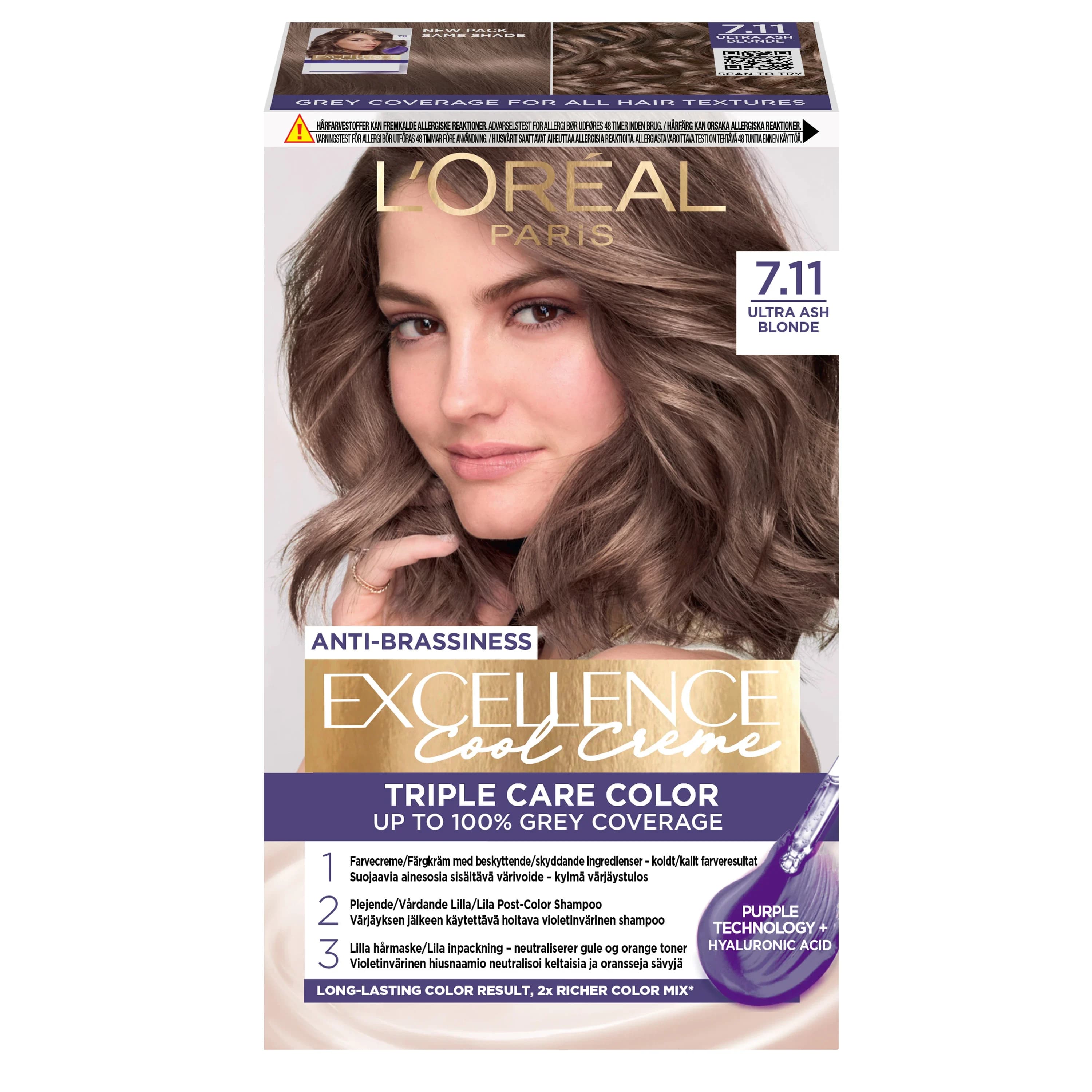 L'Oréal Paris Excellence Cool Creme Permanent Hårfärg 1-pack 7.11 Ultra Ash Blonde från L'Oréal Paris - köp hos Apotek Hjärtat
