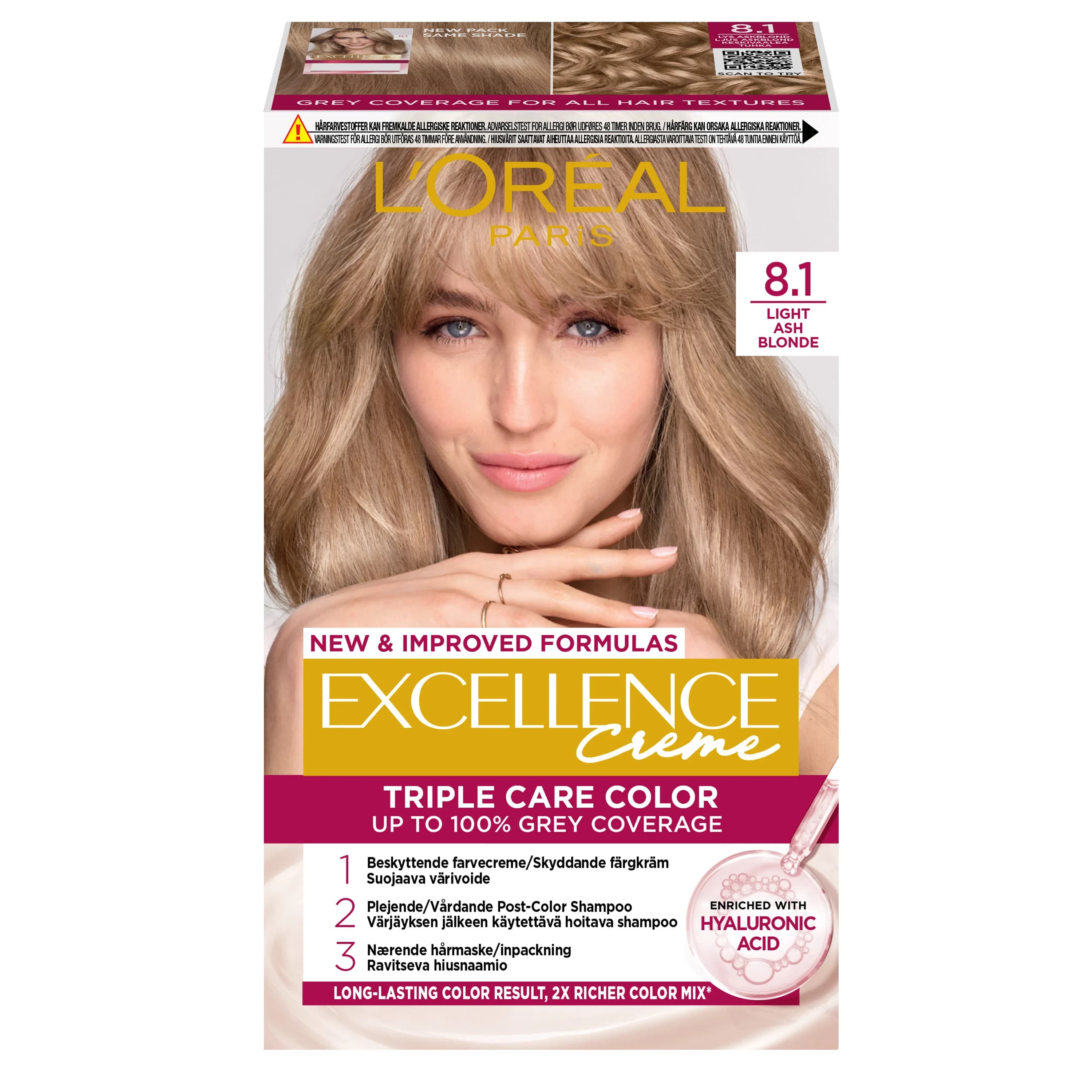 L'Oréal Paris Excellence Creme Permanent Hårfärg 1-pack 8.1 Light Ash Blonde från L'Oréal Paris - köp hos Apotek Hjärtat
