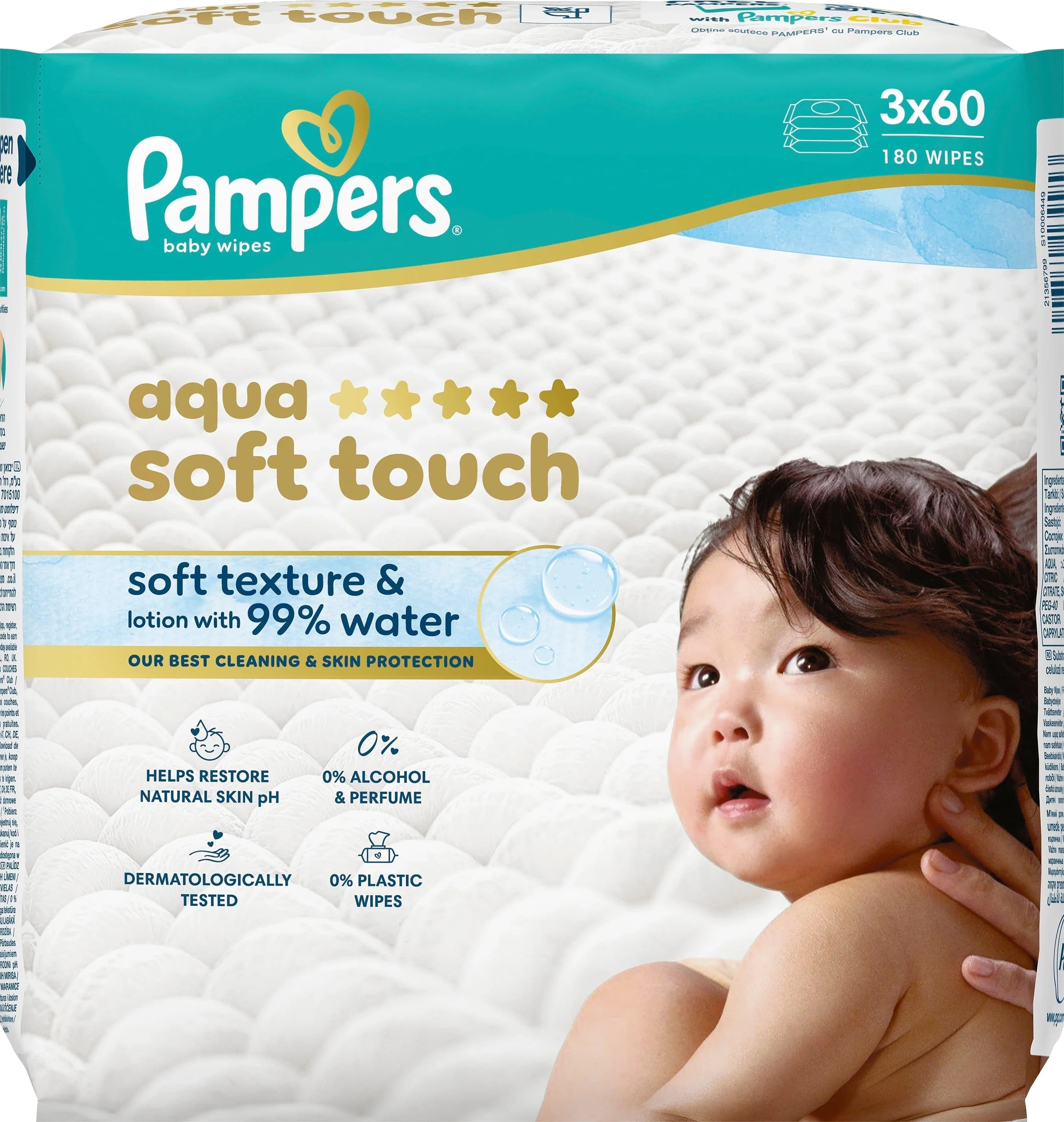Pampers Aqua Soft Touch Wipes 3-pack 180 st från Pampers – köp hos Apotek Hjärtat