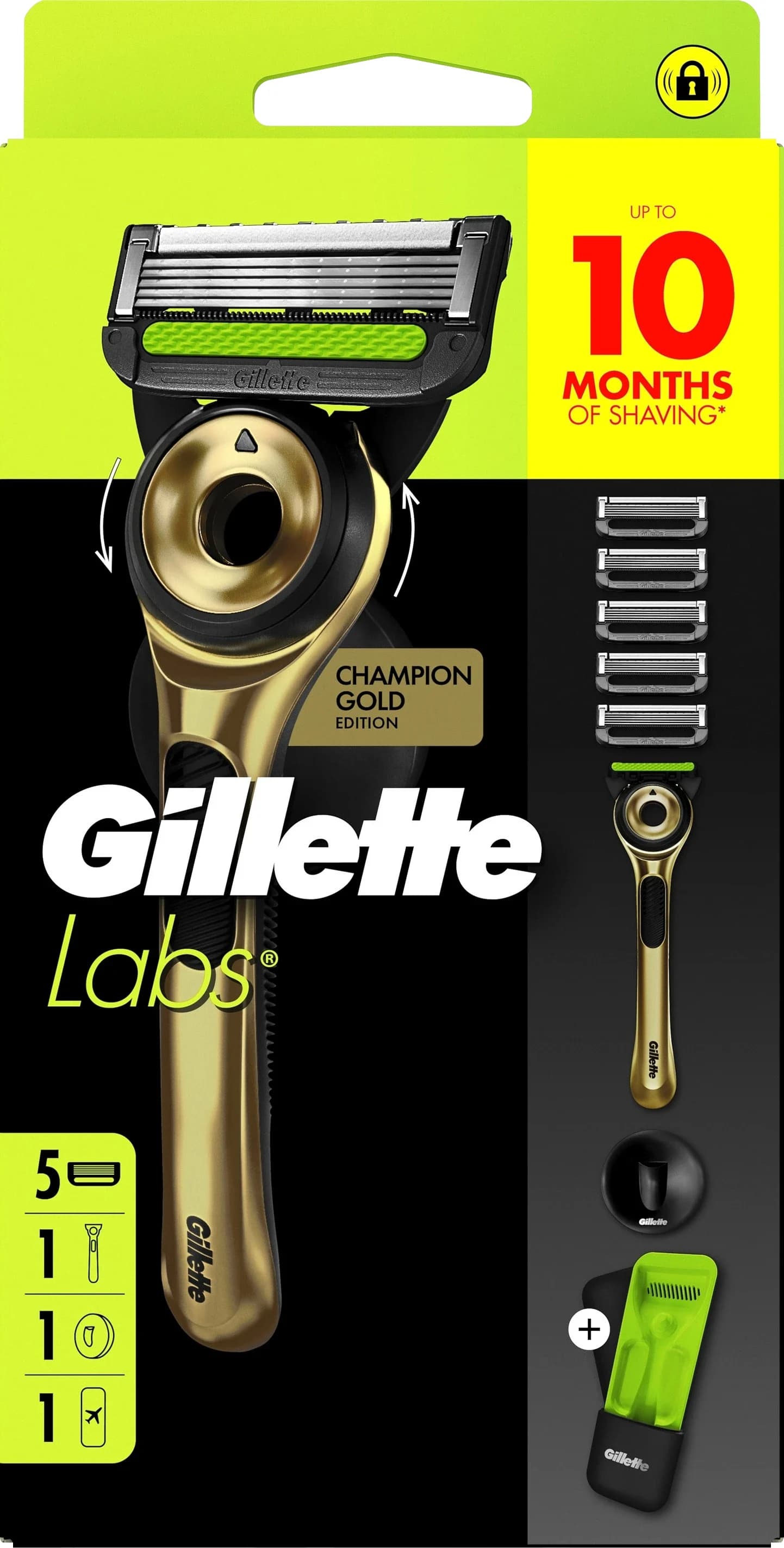 GilletteLabs med Exfoliating Bar Rakhyvel Champion Gold Edition 5 rakblad från Gillette Labs – köp hos Apotek Hjärtat