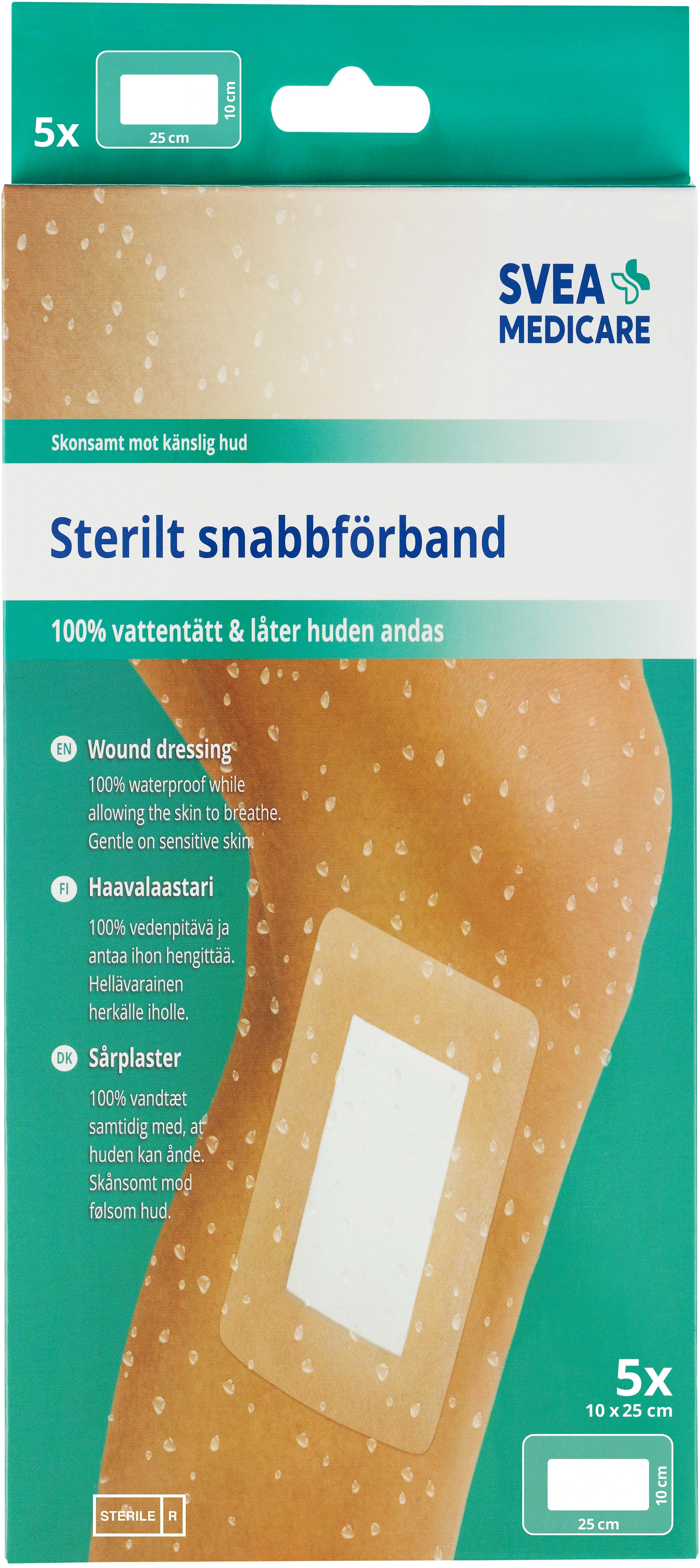 Svea Medicare Sterilt Snabbförband Vattentätt 10x25 cm 5 st från Svea Medicare – köp hos Apotek Hjärtat