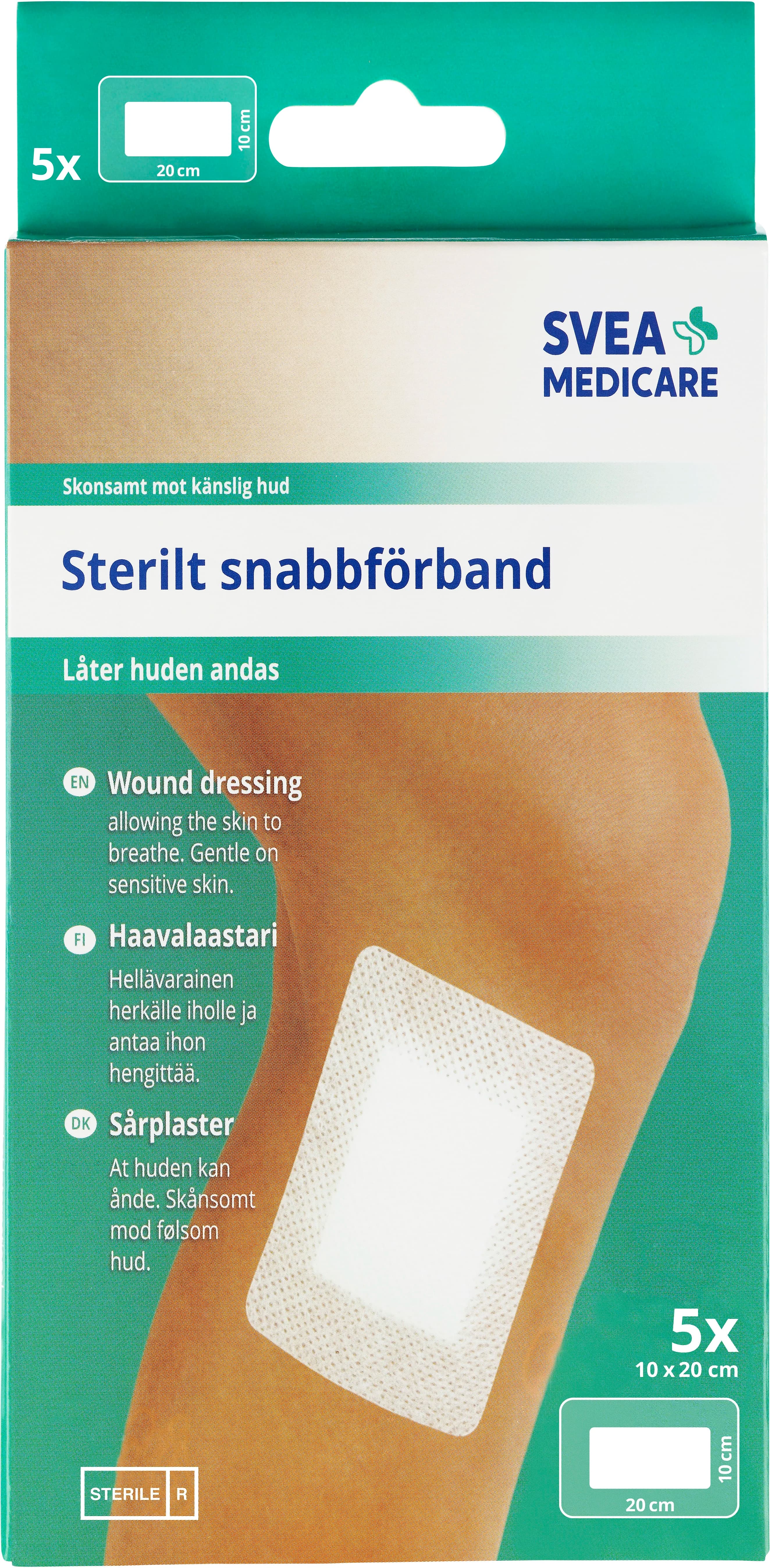 Svea Medicare Sterilt Snabbförband 10x20 cm 5 st från Svea Medicare – köp hos Apotek Hjärtat