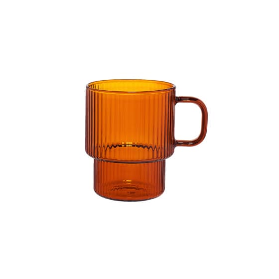 Räfflad latteglas med handtag CHiATO, 260 ml – Brun från Chiato – köp hos Coffee Friend