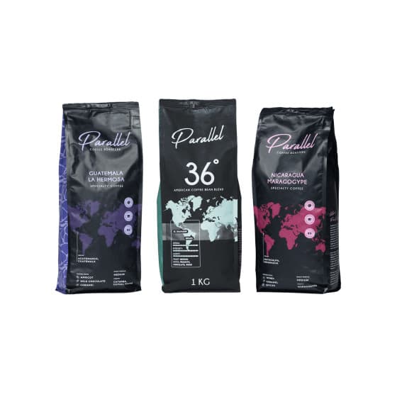 Lot de grains de café Parallel America, 3 x 1 kg – från Parallel – 710 kr – hos Coffee Friend