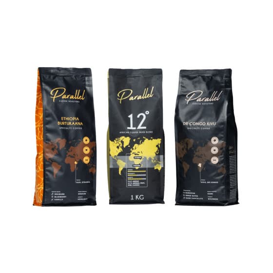 Lot de grains de café Parallel Africa, 3 x 1 kg från Parallel – köp hos Coffee Friend