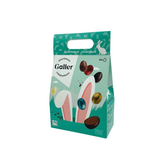 Set med chokladpåskägg Galler Pocketbag, 162 g – från Galler – 55 kr – hos Coffee Friend