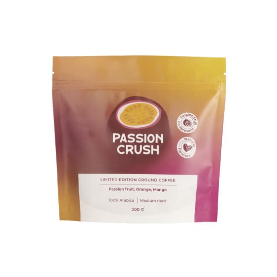 Limited edition malet kaffe Passion Crush (samjäsning med passionsfrukt), 200 g – från Coffee Friend – 162 kr – hos Coffee Friend