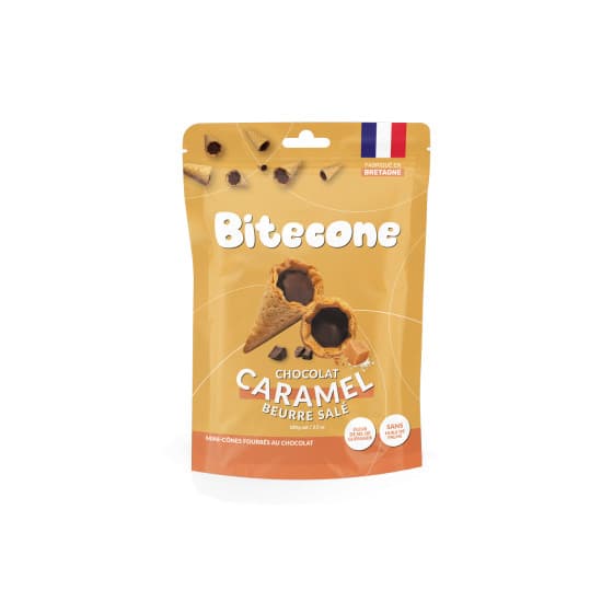 Bitecone Mini-koner med mjölkchoklad och saltad smörkolafyllning, 100 g från Bitecone – köp hos Coffee Friend