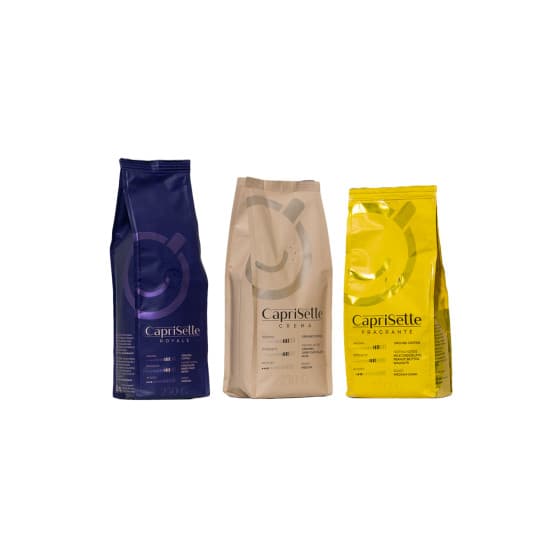 Malet kaffe uppsättning Caprisette TOP, 3 x 250 g – från Caprisette – 382 kr – hos Coffee Friend