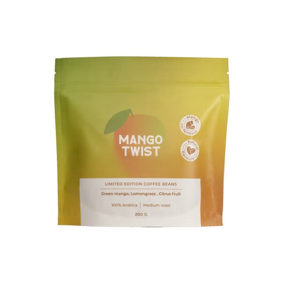 Limited edition kaffebönor Mango Twist (samjäsning med mango), 200 g – från Coffee Friend – 162 kr – hos Coffee Friend