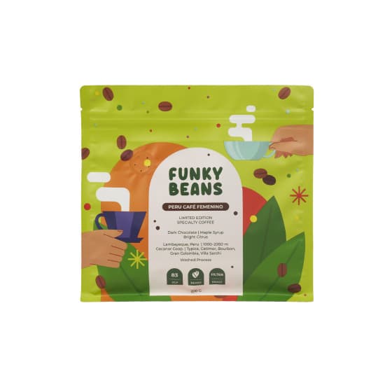 Specialkaffebönor Funky Beans Peru Cafe Femenino Filter, 200 g från Funky Beans – köp hos Coffee Friend