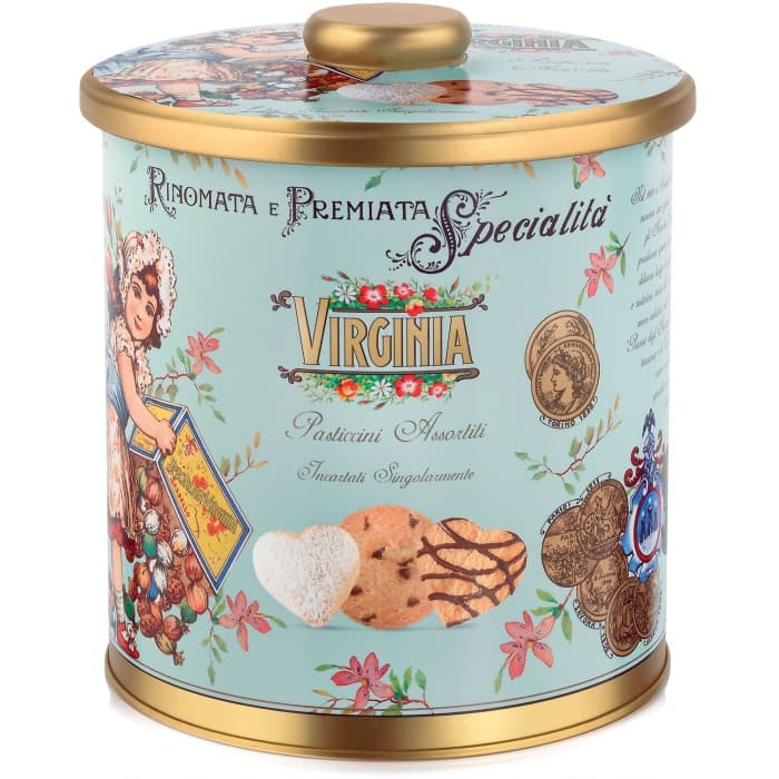 Virginia Italienska Mördegskakor Burk Turkos 260g från Amaretti Virginia – köp hos Delitea