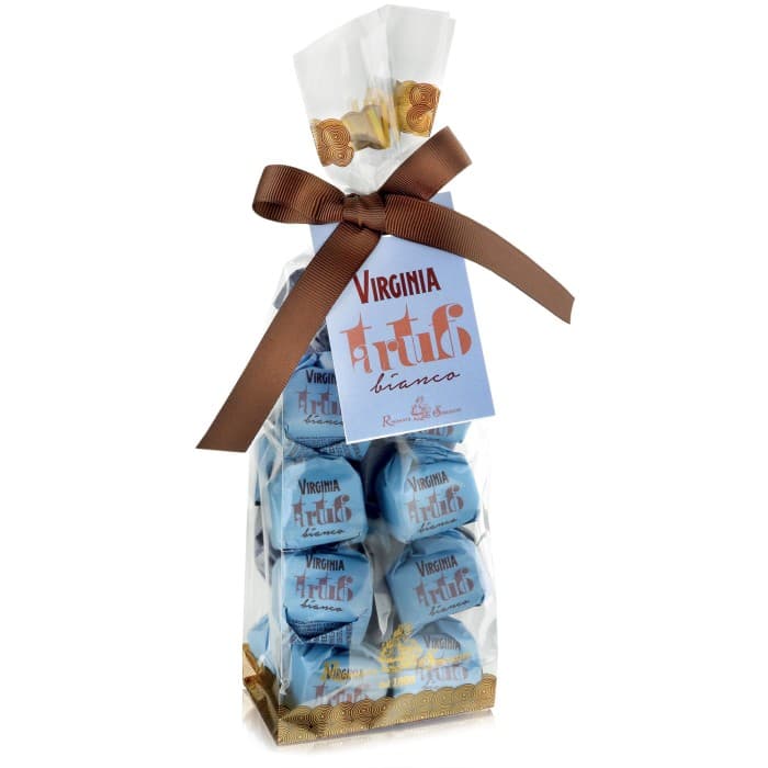 Virginia Bianco Hasselnötstryfflar Vit Choklad 180g från Amaretti Virginia – köp hos Delitea