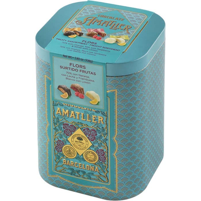 Amatller Chokladblommor med Fruktfyllning, Ljus, Mörk & Vit Choklad 108g