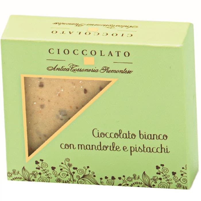 Antica Torroneria Piemontese Chokladkaka med Vit Choklad, Mandel & Pistage 40g