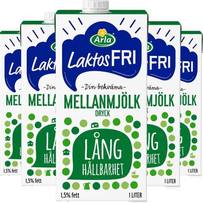 Arla Laktosfri Mellanmjölk med Lång Hållbarhet 1.5% 10x1L – från Arla – 199 kr – hos Delitea