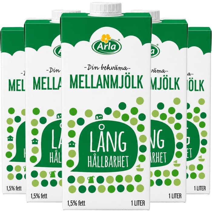 Arla Mellanmjölk med Lång Hållbarhet 1.5% 10x1L – från Arla – 219 kr – hos Delitea