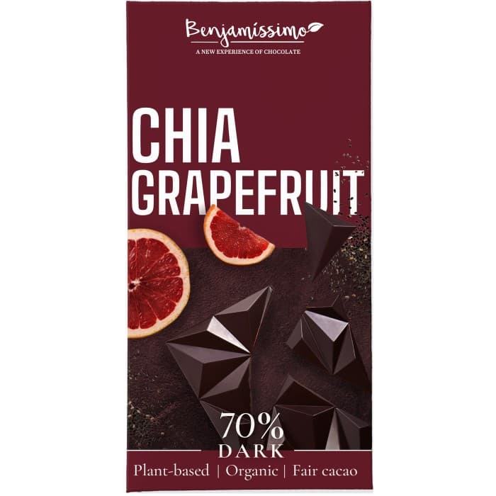 Benjamissimo Choklad Mörk 70% Chia & Grapefrukt 60g