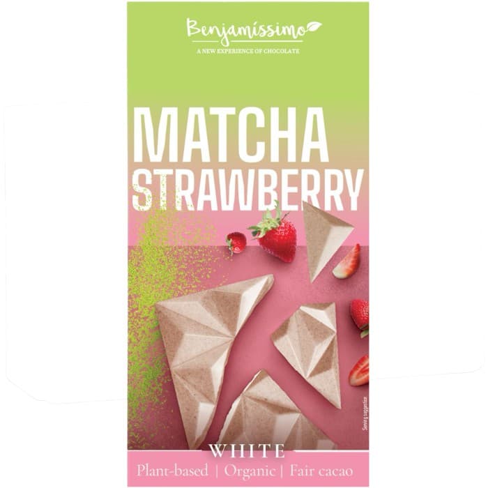Benjamissimo Vit Choklad Matcha & Jordgubb EKO 60g – från Benjamissimo – 65 kr – hos Delitea