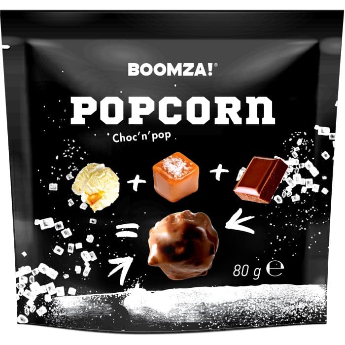 Boomza Salted Caramel Chocolate Dipped Popcorn 80g – från Boomza – 30 kr – hos Delitea