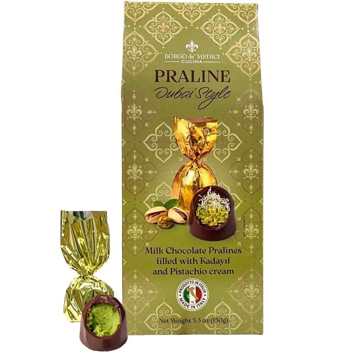 Borgo de Medici Dubai Style Mjölkchokladpralin 150g – från Borgo de Medici – 113 kr – hos Delitea