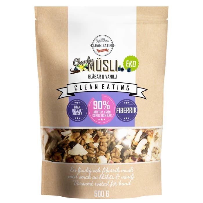 Clean Eating Müsli Chunky Blåbär & Vanilj (EKO) 500g